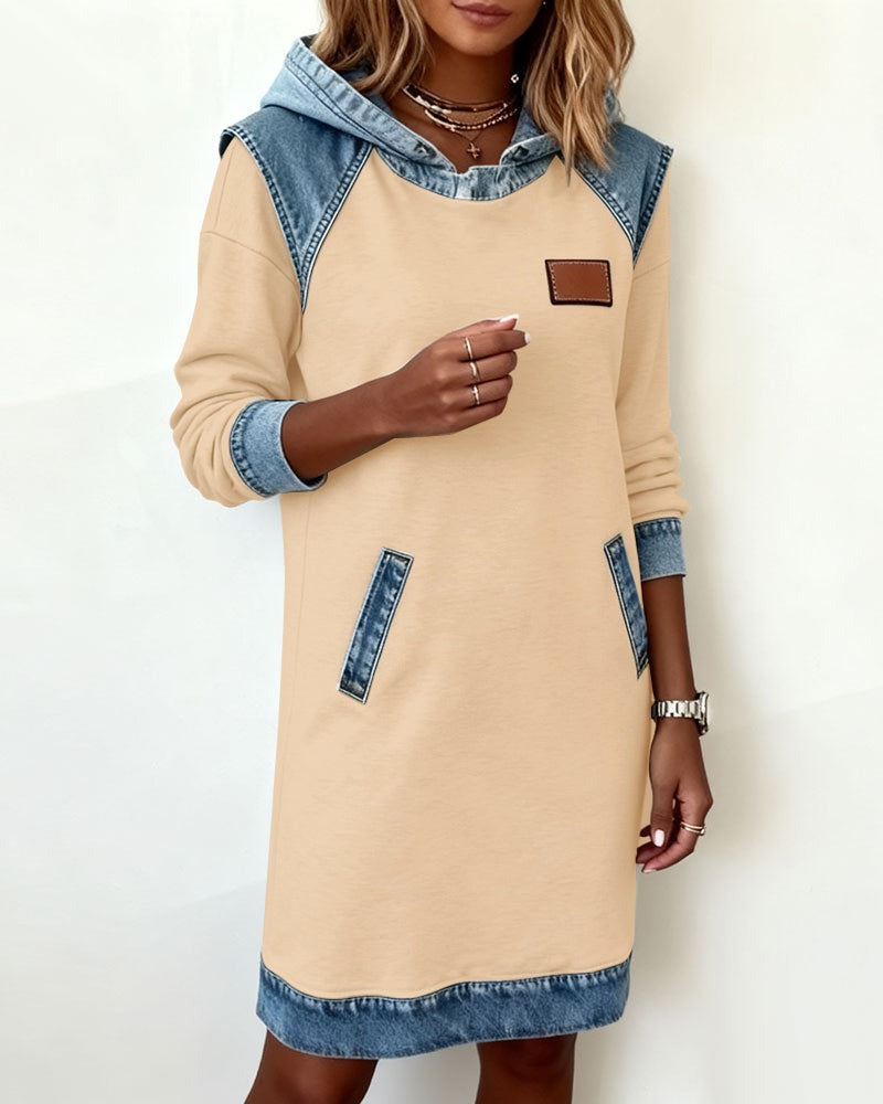 EVA | Hooded Dress with Denim Inserts