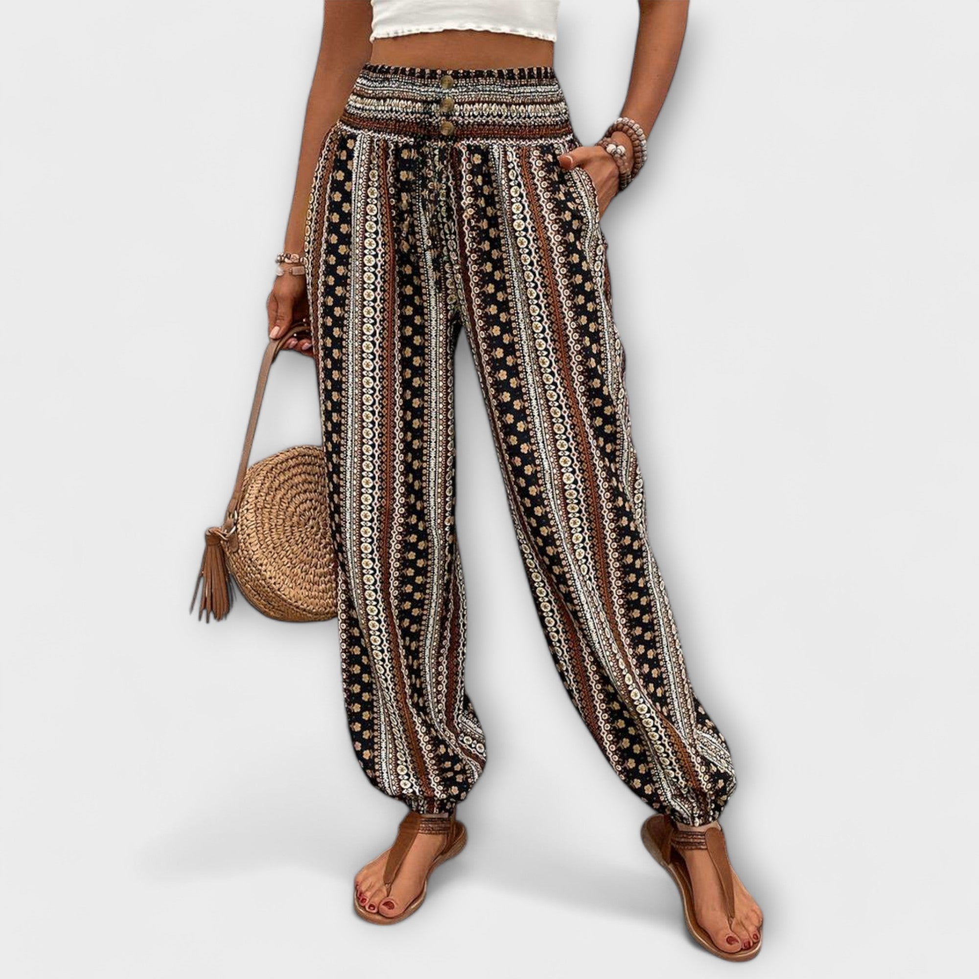 Scarlett – Pants with Ethnic Graphic Print