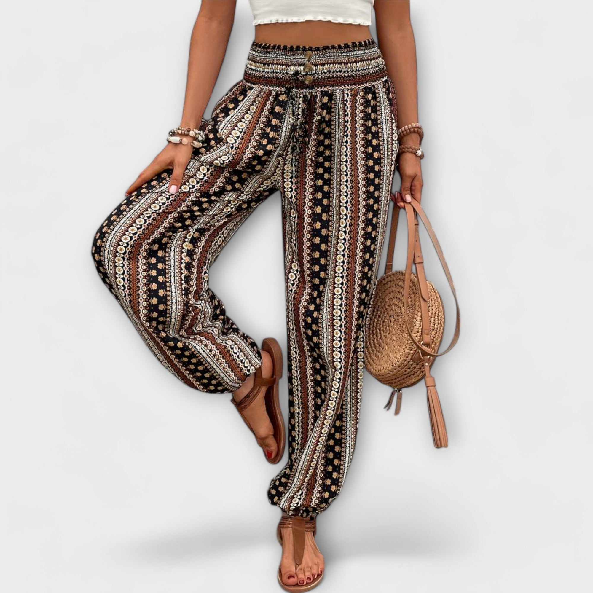 Scarlett – Pants with Ethnic Graphic Print