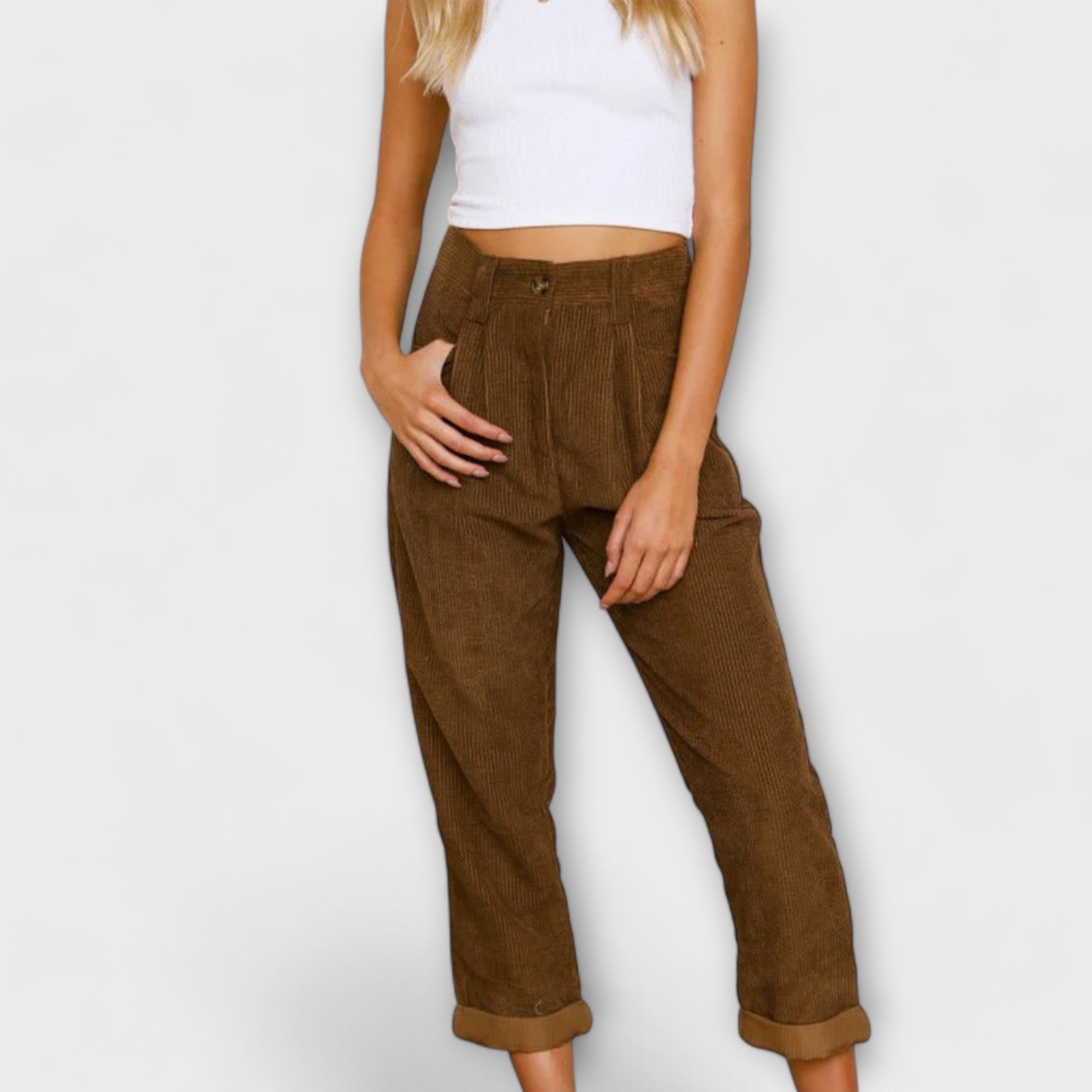 Malia - Loose Casual Pants in Corduroy