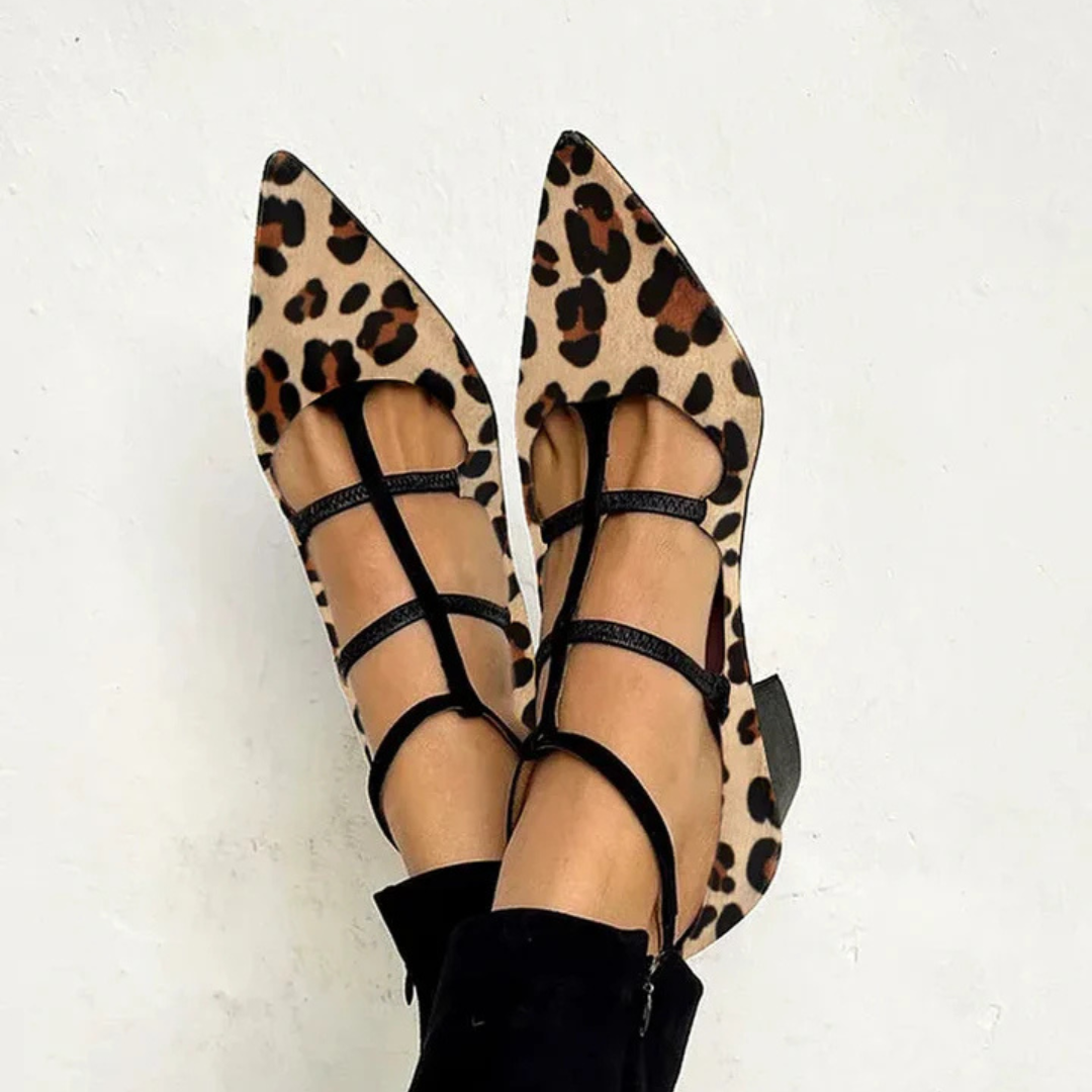 LEOPARD STRAP BALLET HEELS