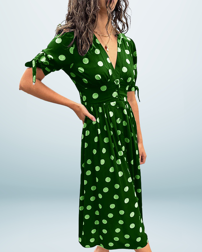 Monique™ | Elegant Polka Dot Dress