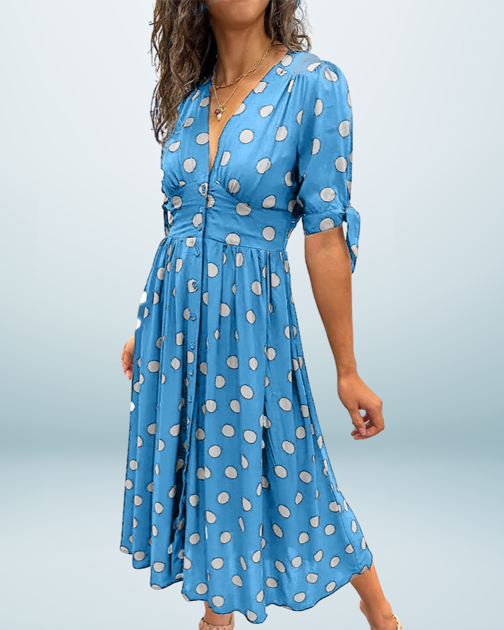 Monique™ | Elegant Polka Dot Dress