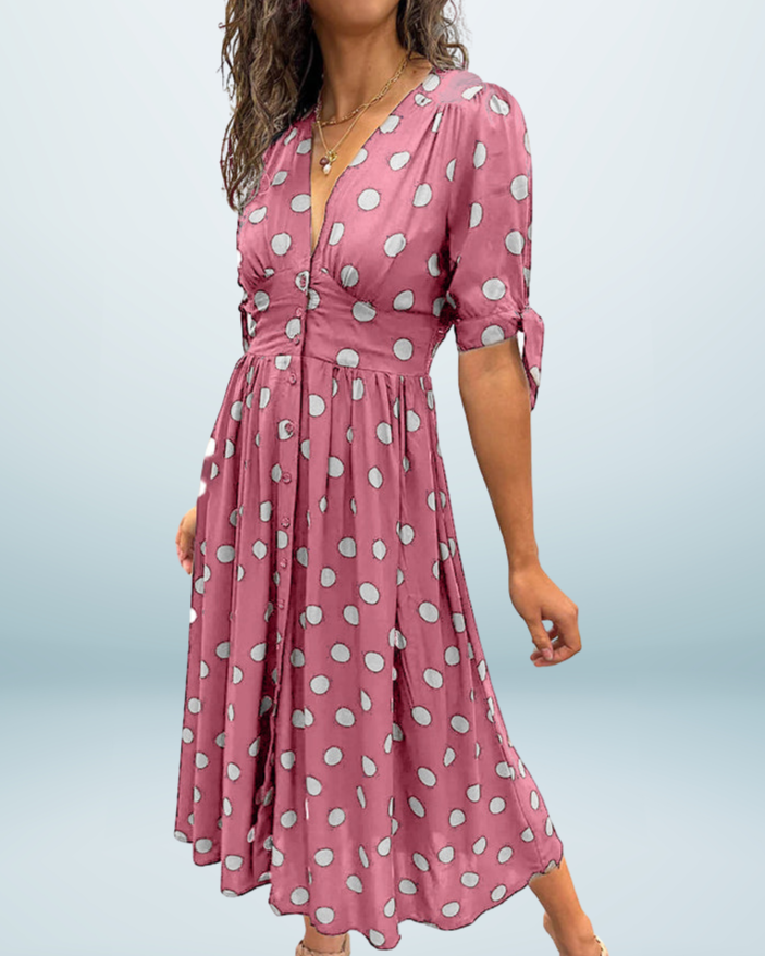 Monique™ | Elegant Polka Dot Dress