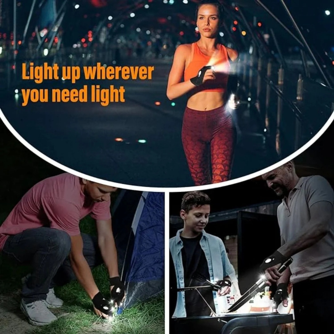 LightGrip™ Gloves | LED Lighting for Night Running, Biking, and Fishing!