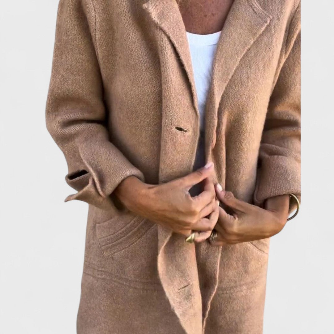 Maila - Casual Long Coat with Lapels