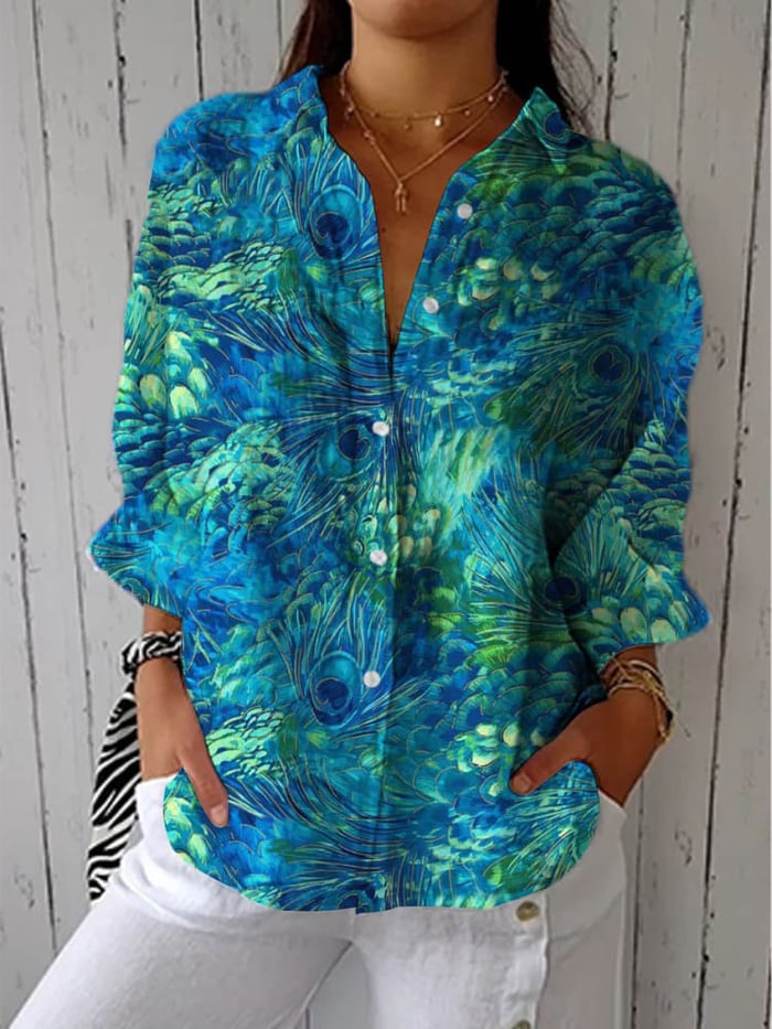 SELMA | Women's Peacock Feather Print Shirt