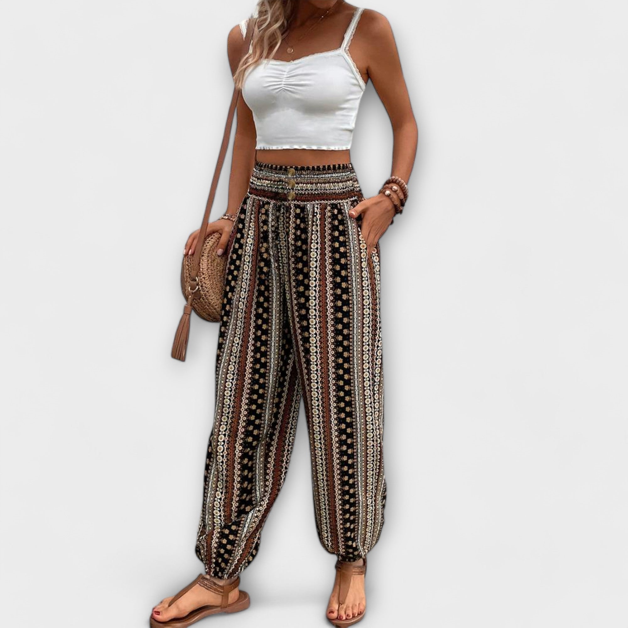 Scarlett – Pants with Ethnic Graphic Print