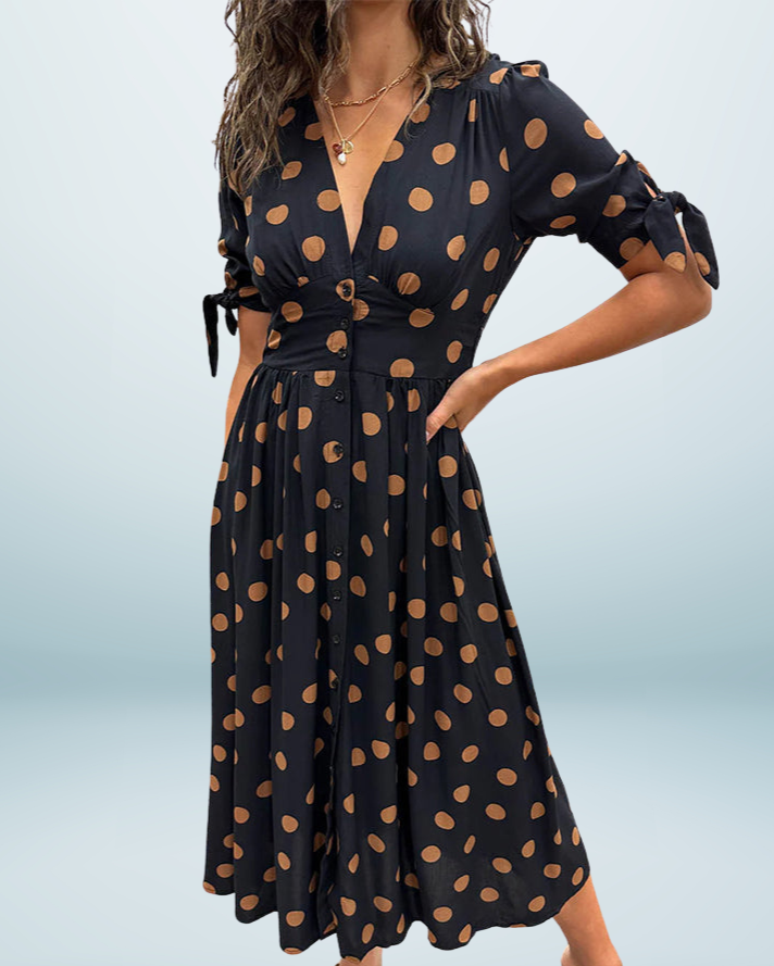 Monique™ | Elegant Polka Dot Dress