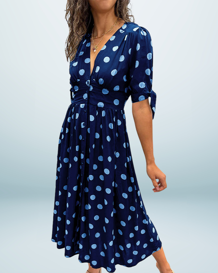 Monique™ | Elegant Polka Dot Dress